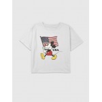 Kids Mickey And Friends USA American Flag Graphic Boxy Crop Tee
