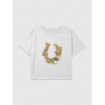 Kids Horseshoe Floral Graphic Boxy Crop Tee