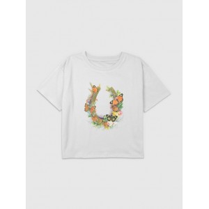 Kids Horseshoe Floral Graphic Boxy Crop Tee