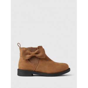 Toddler Vegan Suede Bow Ankle Boots