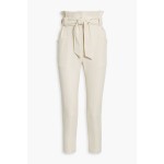Akin cropped belted cotton-twill tapered pants
