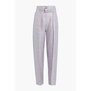 Najava pleated linen-blend twill tapered pants
