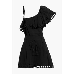 Napili ruffled broderie anglaise cotton-blend playsuit