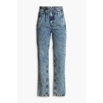 Acid-wash high-rise tapered jeans