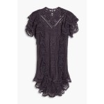 Zanetti ruffled crocheted lace cotton mini dress