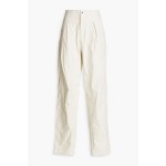 Pleated cotton-poplin straight-leg pants