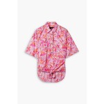 Liaggy knotted floral-print shell shirt