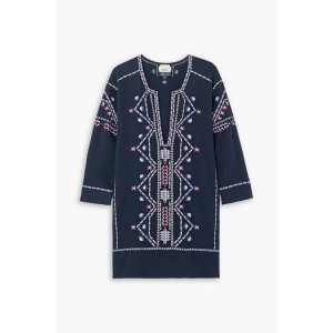 Chemsi sequin-embellished embroidered cotton mini dress