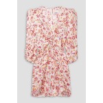 Aliniza ruched floral-print jacquard mini dress
