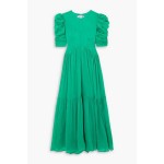 Bealisa open-back ruched cotton and silk-blend crepon midi dress