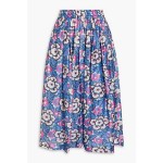 Pleated floral-print silk culottes