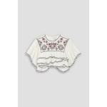 Sana cropped tiered embroidered crepe de chine blouse