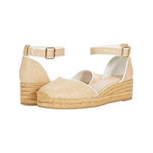 Palmer Rattan Closed Toe Mid Wedge Natural/White