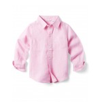 Linen Roll-Up Shirt (Toddler/Little Kids/Big Kids) Pink