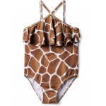 Giraffe Print Swimsuit (Toddler/Little Kids/Big Kids) Brown