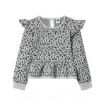 Snow Leopard Peplum Sweater (Toddler/Little Kids/Big Kids) Grey