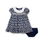 Ditsy Floral Smocked Dress (Infant) Blue