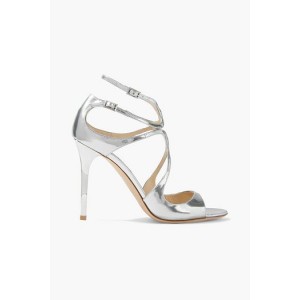 Lang 100 cutout mirrored-leather sandals