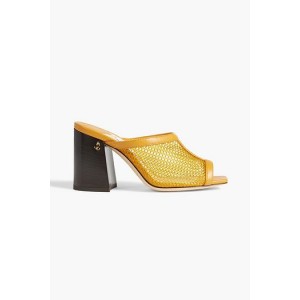 Joud 85 leather-trimmed mesh mules