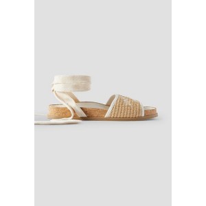 Gal embroidered leather-trimmed raffia sandals