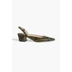 Gini 45 snake-effect leather slingback pumps
