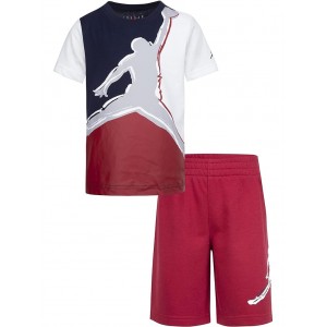 Painted Jumpman Tee Shorts Set (Little Kids/Big Kids) Gym Red