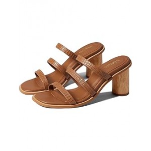 Magdalena Strappy Embossed Leather Heel Coffee