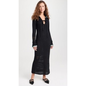 Delilah Black Mixed Crochet Knit Dress
