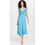 Rosemary Blue Sunflower Print Midi Dress