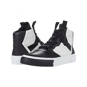 Leather High-Top Sneaker On Two-Tone Sole White/Black