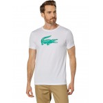 Short Sleeve Solid Color Crocodile Logo Tee White/Greenfinch