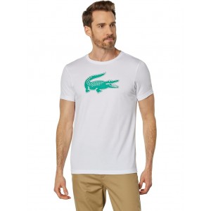 Short Sleeve Solid Color Crocodile Logo Tee White/Greenfinch