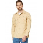 Long Sleeve Overshirt Fit Button-Down Shirt w/ Two Front Pockets Croissant