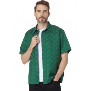 Short Sleeve Relaxed Fit Button-Down Shirt Green/Ash Tree