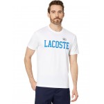 Short Sleeve Classic Fit Tee Shirt w/ Large Lacoste Wording Blanc