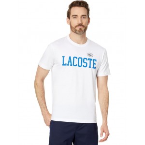 Short Sleeve Classic Fit Tee Shirt w/ Large Lacoste Wording Blanc