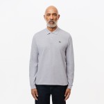 Mens L.12.12 Long Sleeve Heathered Cotton Polo
