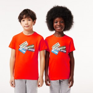Kids Cotton Badge Print T-Shirt