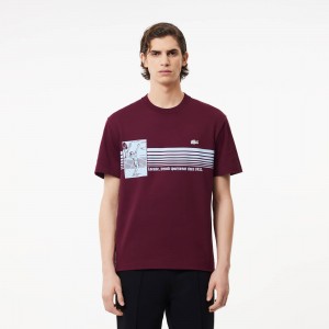 Mens French Made Tennis Print Heavy T-Shirt