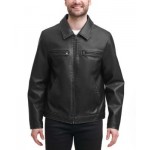 Mens Faux Leather Zip-Front Jacket