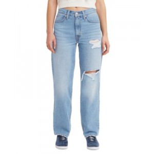 Womens Mid Rise Cotton 94 Baggy Jeans