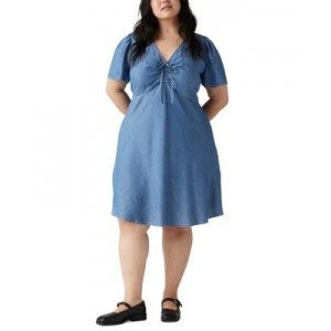 Plus Size Delray V-Neck Short-Sleeve Denim Dress