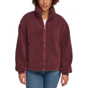 Womens Sherpa Stand Collar Zip Up Jacket