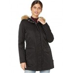 Coated Cotton Parka with Sherpa and Faux Fur Hood Black