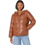 Hooded Faux Leather Camel