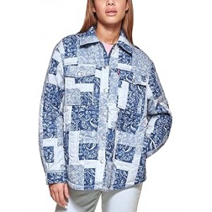 Quilted Shacket Blue Paisley