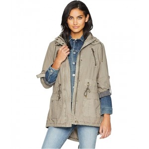 Fashion Light Weight Parka w/ Roll Up Sleeve Grey