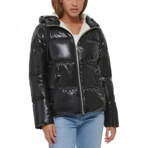 Quilted Hooded Bubble Puffer Black