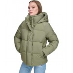 Quilted Hooded Bubble Puffer Lichen Green