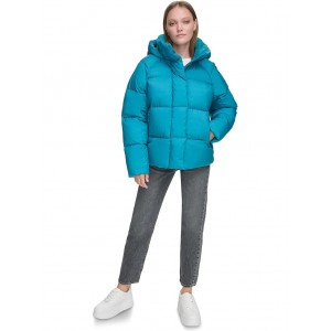 Quilted Hooded Bubble Puffer Ocean Depths